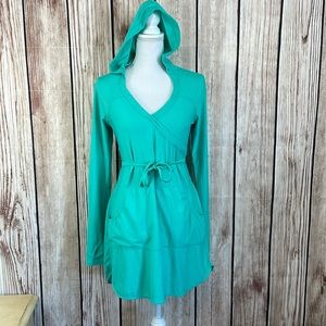 Athleta Aqua Swim Cover-Up w/front pocket, Hood, Tie, Thumb Holes - Small